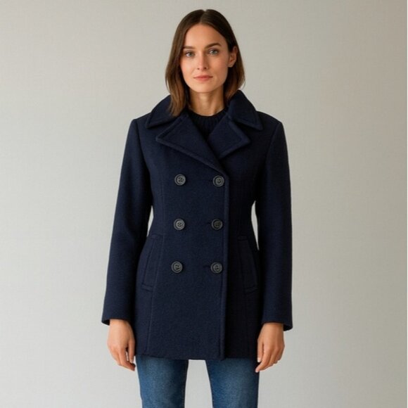 Monterey Club Vintage US Navy Wool Double Breasted Pea Coat - Picture 1 of 15